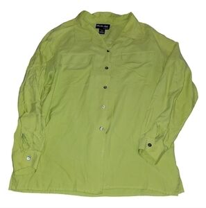 Studio Silk by Jordan size large green long sleeve button down shirt 100% silk